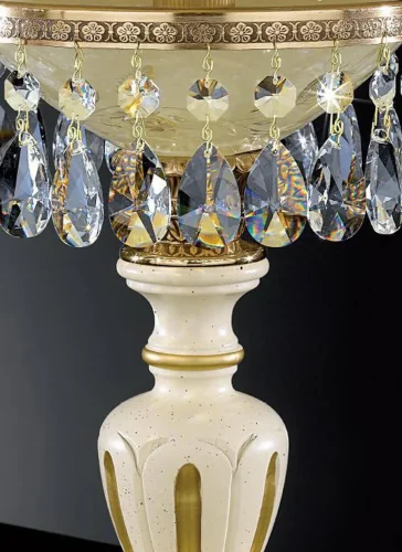 Настольная лампа P 6716 P Reccagni Angelo бежевая 1 лампа, основание золотое металл в стиле классический  фото 2