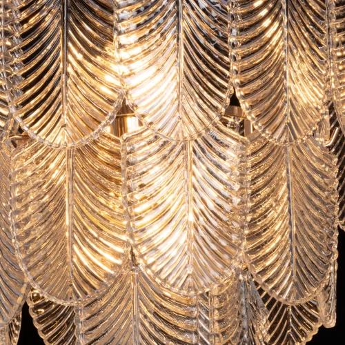 Люстра подвесная Патриция 447012806 MW-Light прозрачная на 6 ламп, основание золотое в стиле современный флористика  фото 4