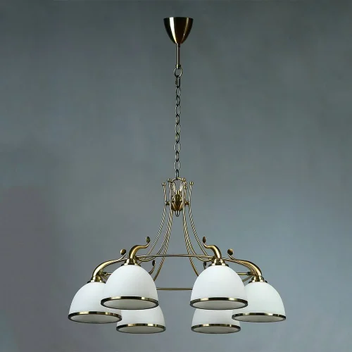Люстра подвесная MA02401CA/006 Bronze Ambiente by Brizzi белая на 6 ламп, основание бронзовое в стиле современный 