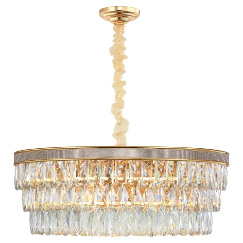 Люстра подвесная LSP-8183 Lussole прозрачная на 9 ламп, основание золотое в стиле классический 