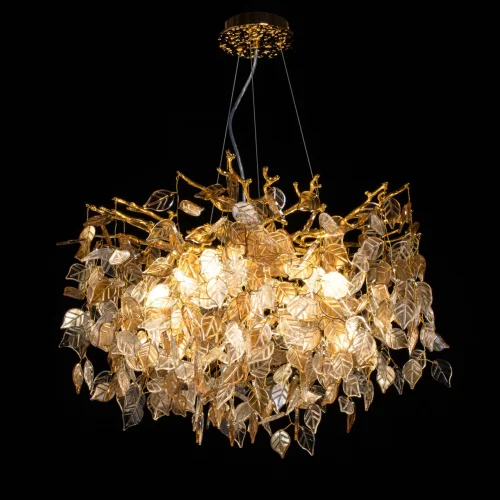 Люстра подвесная Лайма 467014208 MW-Light янтарная на 8 ламп, основание золотое в стиле классический современный флористика ветви фото 2