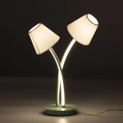 Настольная лампа LED Аэлита 480033302 MW-Light белая 2 лампы, основание зелёное металл в стиле современный  фото 2