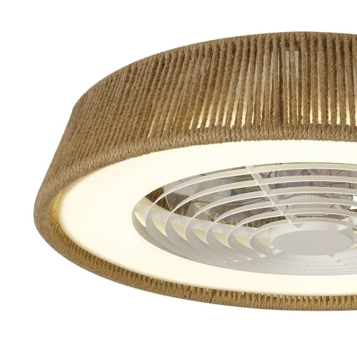Люстра с вентилятором LED с пультом Polinesia 8229 Mantra белая коричневая на 1 лампа, основание коричневое в стиле современный хай-тек с пультом фото 3