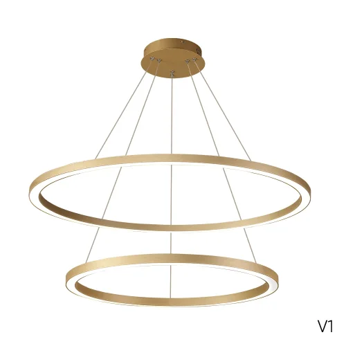 Люстра подвесная LED с пультом FORTUNA SP123W LED GOLD Crystal Lux золотая на 1 лампа, основание золотое в стиле современный кольца с пультом фото 3
