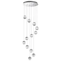 Люстра каскадная LED Crystal 5007/56L Odeon Light прозрачная на 1 лампа, основание хром в стиле современный шар