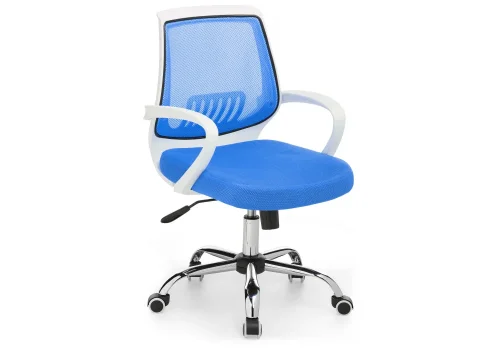 Компьютерное кресло Ergoplus белое / голубое 1971 Woodville, синий/сетка, ножки/хромированный металл/хром, размеры - *1010**** фото 6