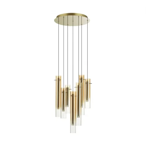 Люстра каскадная LED Shiny 5061/32LB Odeon Light янтарная на 4 лампы, основание золотое в стиле современный трубочки