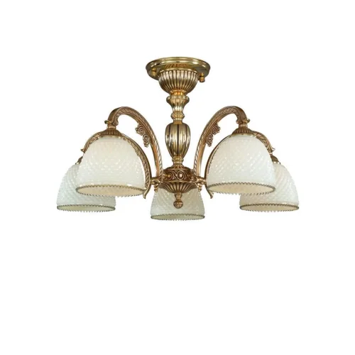 Люстра потолочная PL 7125/5 Reccagni Angelo белая на 5 ламп, основание золотое в стиле классический 