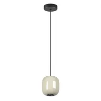 Светильник подвесной Ovali 5053/1A Odeon Light бежевый 1 лампа, основание чёрное в стиле современный шар