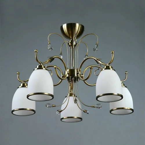 Люстра потолочная MA02640C/005 Bronze Ambiente by Brizzi белая на 5 ламп, основание бронзовое в стиле современный 