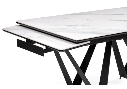 Керамический стол Марвин 160(220)х90х76 белый мрамор / черный 572423 Woodville столешница белая из керамика фото 6