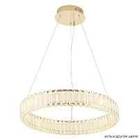 Люстра подвесная LED MUSIKA SP50W LED GOLD Crystal Lux прозрачная на 1 лампа, основание золотое в стиле современный кольца