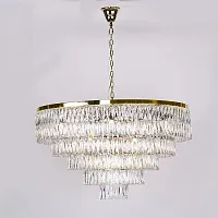 Люстра подвесная хрустальная 10129+17/C gold Newport прозрачная на 26 ламп, основание золотое в стиле классический 