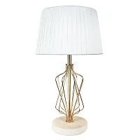 Настольная лампа Fire A4035LT-1GO Arte Lamp белая 1 лампа, основание золотое мрамор металл в стиле современный 