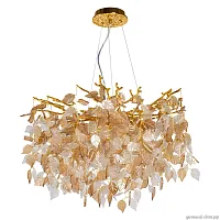 Люстра подвесная Лайма 467014208 MW-Light янтарная на 8 ламп, основание золотое в стиле классика модерн флористика ветви