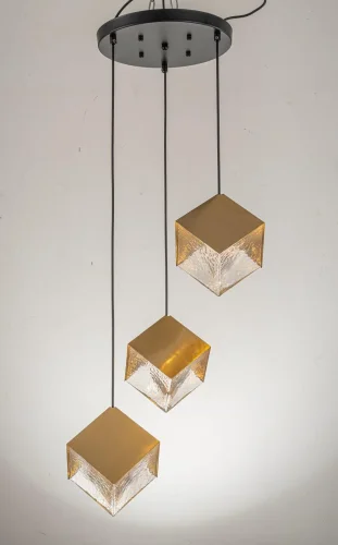 Светильник подвесной Kanai E 1.P2 S Arti Lampadari прозрачный золотой 3 лампы, основание золотое в стиле современный арт-деко каскад фото 3