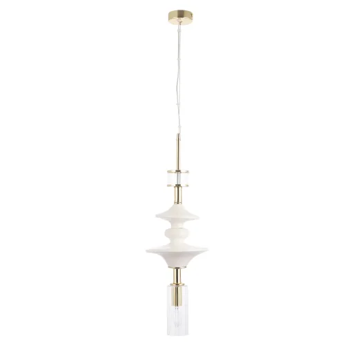 Светильник подвесной VALENCIA SP1.4 GOLD Crystal Lux белый прозрачный 1 лампа, основание золотое в стиле современный 
