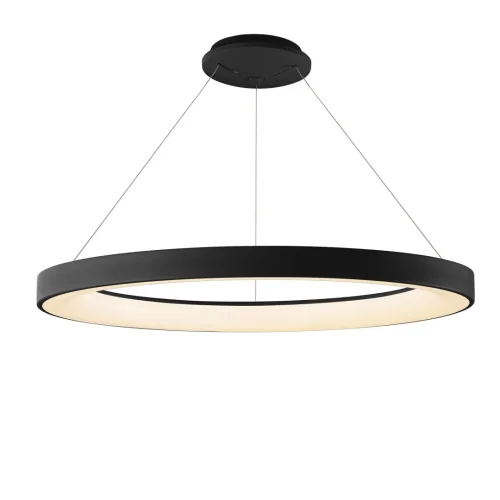 Люстра подвесная LED с пультом Niseko 8571 Mantra чёрная на 1 лампа, основание чёрное в стиле современный хай-тек кольца с пультом фото 2