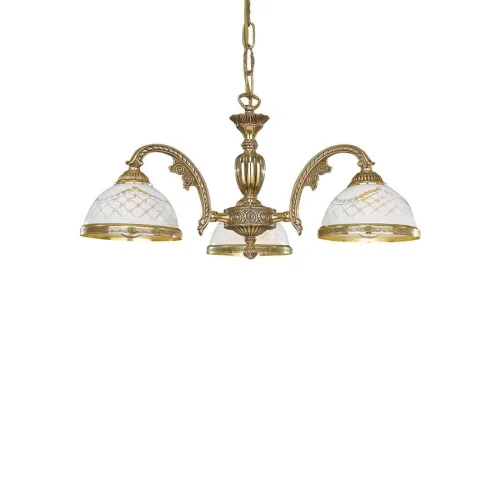 Люстра подвесная  L 7102/3 Reccagni Angelo белая на 3 лампы, основание золотое в стиле классический  фото 2