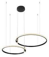 Светильник подвесной LED Coco 67300H Globo чёрный золотой 1 лампа, основание чёрное в стиле минимализм хай-тек кольца