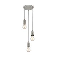Светильник подвесной лофт SILVARES 95523 Eglo серый без плафона 3 лампы, основание серое в стиле современный 