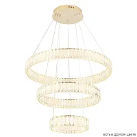 Люстра подвесная LED MUSIKA SP150W LED GOLD Crystal Lux прозрачная на 1 лампа, основание золотое в стиле современный кольца