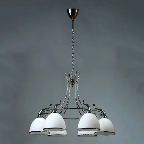 Люстра подвесная MA02401CA/006 Chrome Ambiente by Brizzi белая на 6 ламп, основание хром в стиле современный 