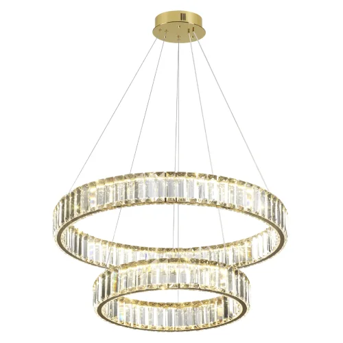 Люстра подвесная LED Vekia 5015/60L Odeon Light прозрачная на 1 лампа, основание золотое в стиле современный кольца фото 3