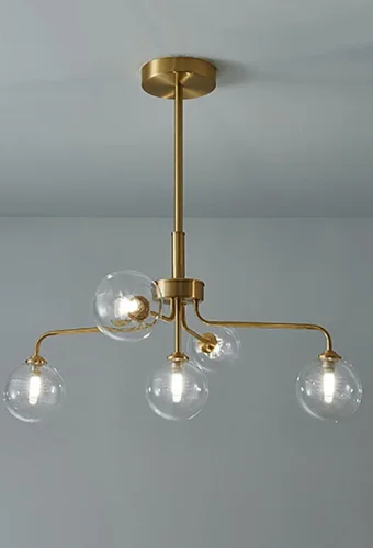 Люстра подвесная Heavy V2180-C Moderli прозрачная на 5 ламп, основание латунь в стиле современный шар фото 2
