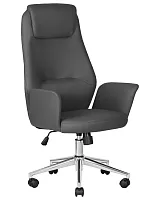 Офисное кресло для руководителя 126B-LMR COLTON, цвет серый Dobrin, серый/экокожа, ножки/металл/хром, размеры - 1125*1225***650*650