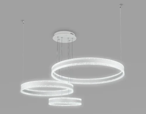 Люстра подвесная LED с пультом FA6201 Ambrella light белая прозрачная на 1 лампа, основание белое в стиле современный хай-тек с пультом кольца фото 4