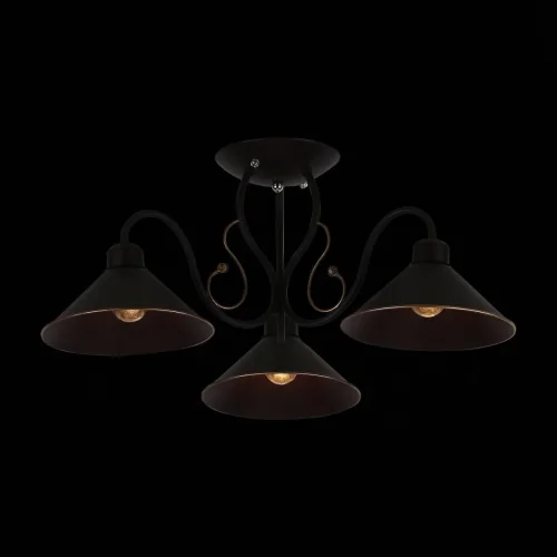 Люстра потолочная лофт Ciolla SLE120402-03 Evoluce чёрная на 3 лампы, основание чёрное в стиле лофт  фото 2