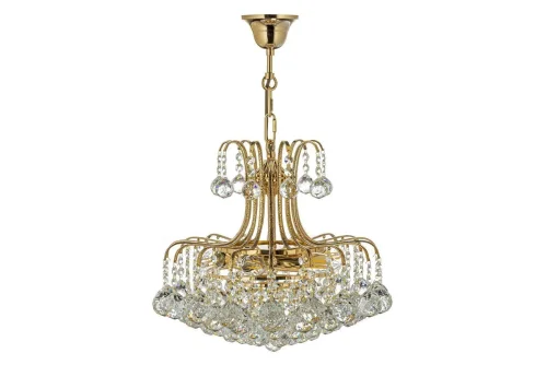 Люстра подвесная хрустальная Alanno E 1.5.40.100 GB Arti Lampadari прозрачная на 6 ламп, основание золотое в стиле классический ампир 