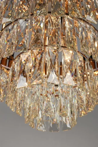 Люстра подвесная хрустальная Fontevivo OML-81903-24 Omnilux прозрачная на 24 лампы, основание матовое золото в стиле классический  фото 4