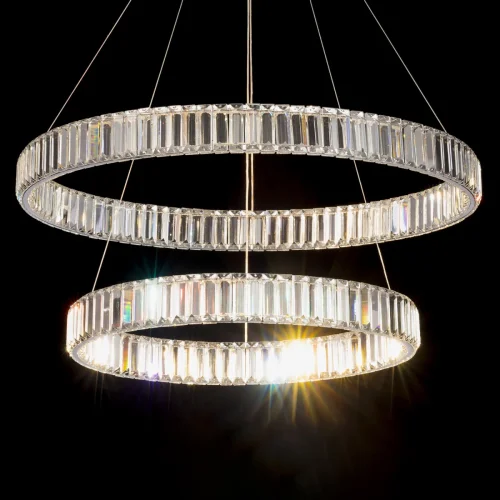 Люстра подвесная LED с пультом Чезаре CL338281 Citilux прозрачная на 1 лампа, основание хром в стиле современный с пультом кольца фото 4