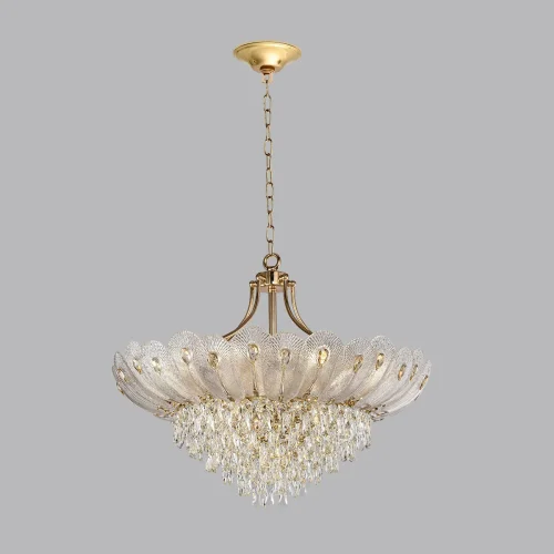 Люстра подвесная Paroti 5048/16 Odeon Light прозрачная на 16 ламп, основание золотое в стиле современный флористика  фото 4