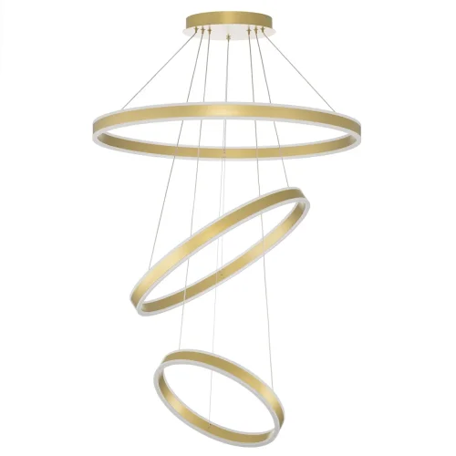 Люстра подвесная LED с пультом Дуэт CL719682 Citilux золотая на 1 лампа, основание золотое в стиле современный хай-тек кольца с пультом фото 6