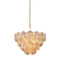 Люстра подвесная V5294-8/6+3+1 Vitaluce янтарная на 10 ламп, основание золотое в стиле современный классический 