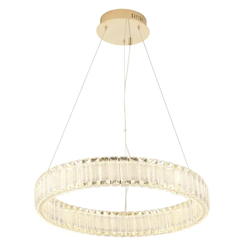 Люстра подвесная LED MUSIKA SP50W LED GOLD Crystal Lux прозрачная на 1 лампа, основание золотое в стиле современный кольца фото 2