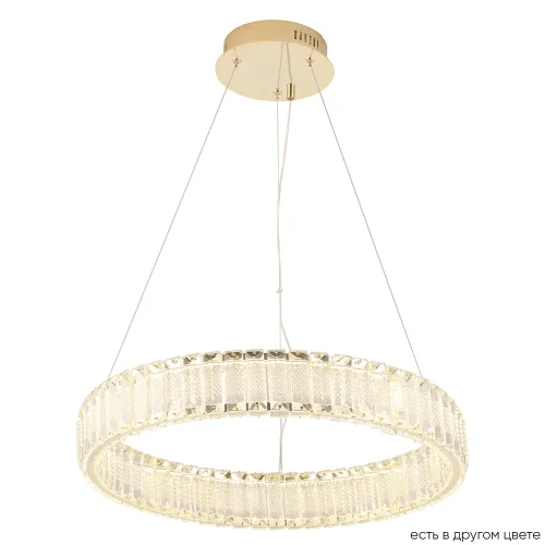 Люстра подвесная LED MUSIKA SP50W LED GOLD Crystal Lux прозрачная на 1 лампа, основание золотое в стиле современный кольца
