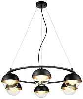 Люстра подвесная 359-023-06 Velante прозрачная на 6 ламп, основание чёрное в стиле современный 