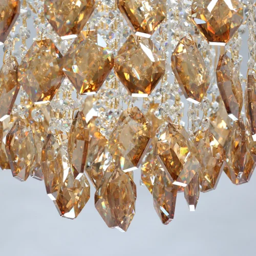 Люстра подвесная Бриз 111014608 DeMarkt прозрачная янтарная на 8 ламп, основание золотое в стиле классический  фото 10
