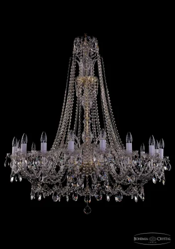 Люстра подвесная 1411/16/400/XL-115 G Bohemia Ivele Crystal без плафона на 16 ламп, основание прозрачное золотое в стиле классический sp
