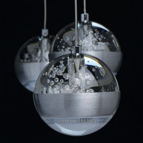 Светильник подвесной LED с пультом Капелия 730010315 MW-Light серебряный 15 ламп, основание серебряное в стиле современный каскад шар фото 7