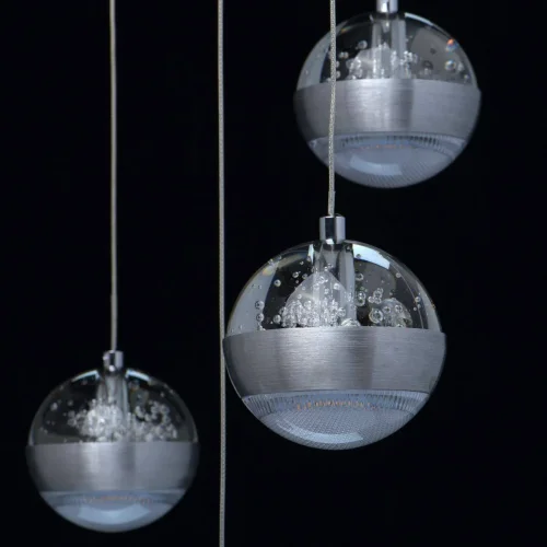 Светильник подвесной LED с пультом Капелия 730010209 MW-Light серебряный 9 ламп, основание серебряное в стиле современный каскад шар фото 11