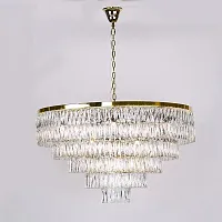 Люстра подвесная хрустальная 10129+37/C gold Newport прозрачная на 46 ламп, основание золотое в стиле классический 