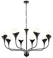 Люстра подвесная 361-023-08 Velante белая на 8 ламп, основание чёрное в стиле современный 
