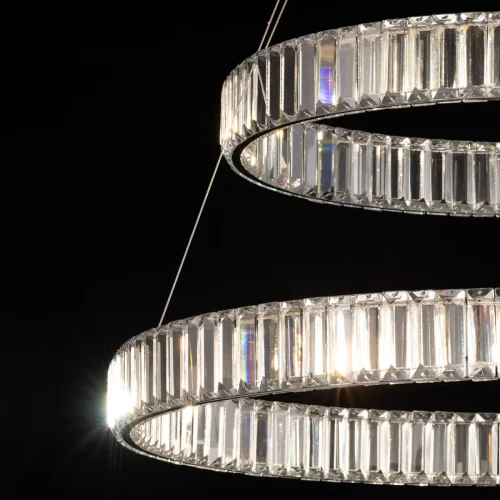 Люстра подвесная LED с пультом Чезаре CL338281 Citilux прозрачная на 1 лампа, основание хром в стиле современный с пультом кольца фото 6