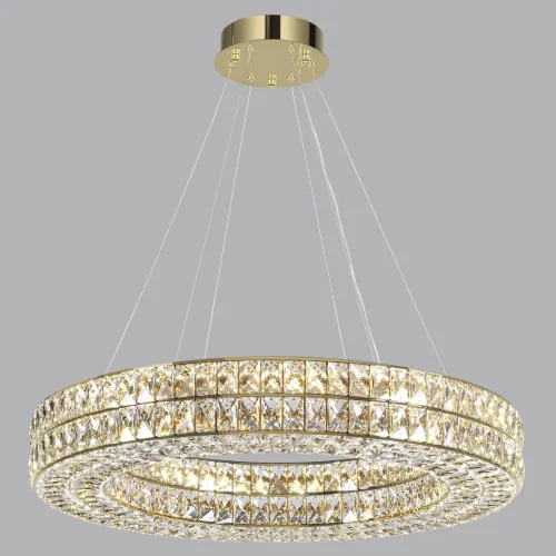 Люстра подвесная LED Panta 4926/85L Odeon Light прозрачная на 1 лампа, основание золотое в стиле современный кольца фото 6