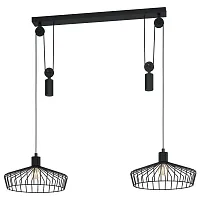 Светильник подвесной лофт Winkworth 43438 Eglo чёрный 2 лампы, основание чёрное в стиле лофт 